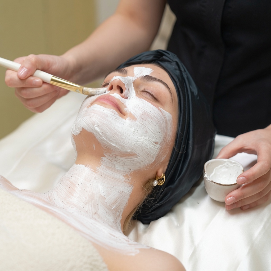 Applicazione di una maschera viso